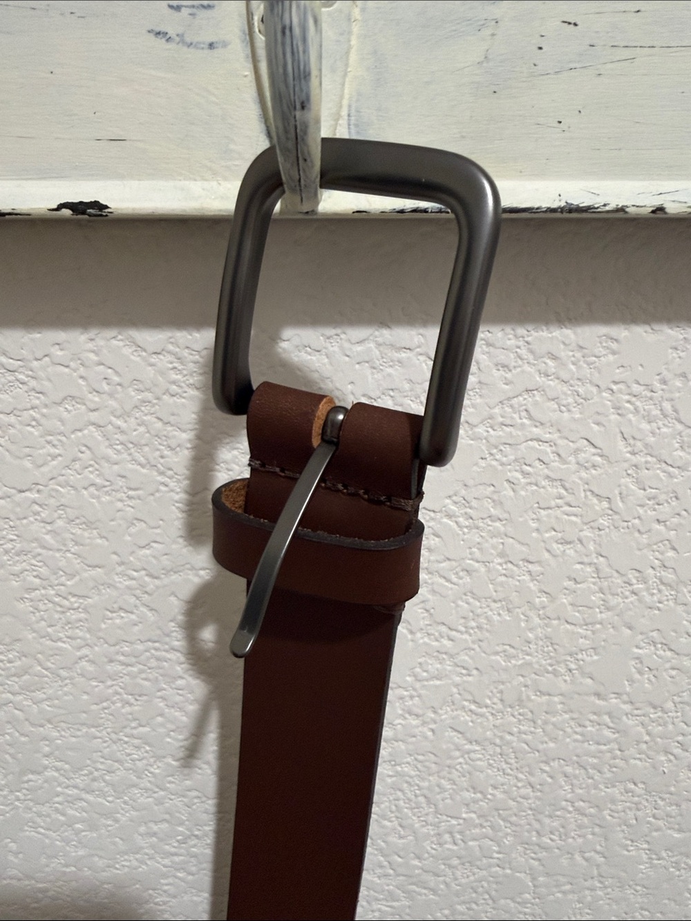 Men's Brown Leather Belt with Gunmetal Buckle